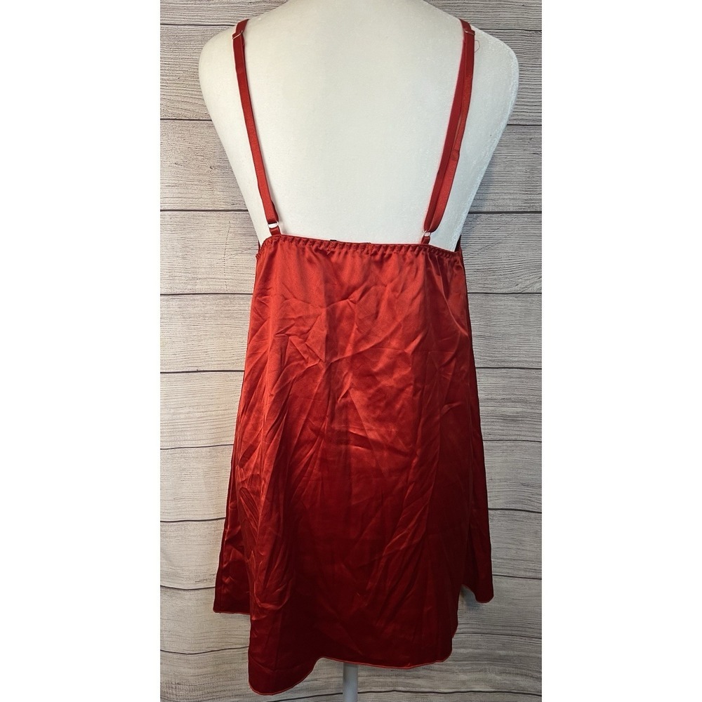 Adome Elegant Red Lace Chemise Slip Saying Lace And Bows Glam Size Large‎ - Picture 2 of 5